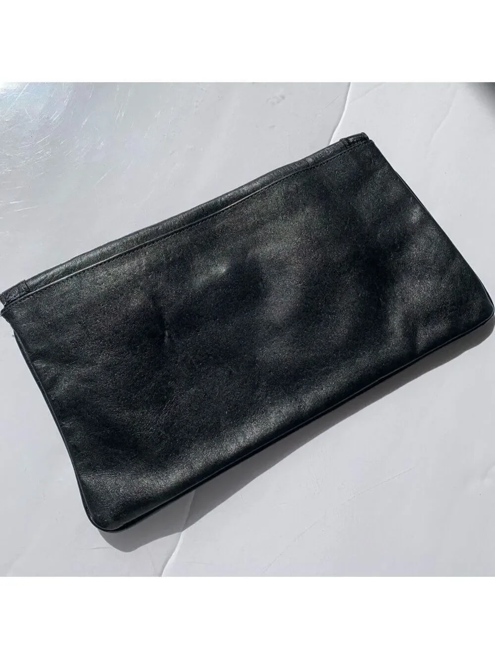 VINTAGE Genuine Leather envelope style clutch evening casual minimalist